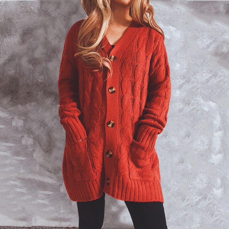 Damen Grobstrickjacke mit eleganten Knopfdetails und lässigem Schnitt Drune
