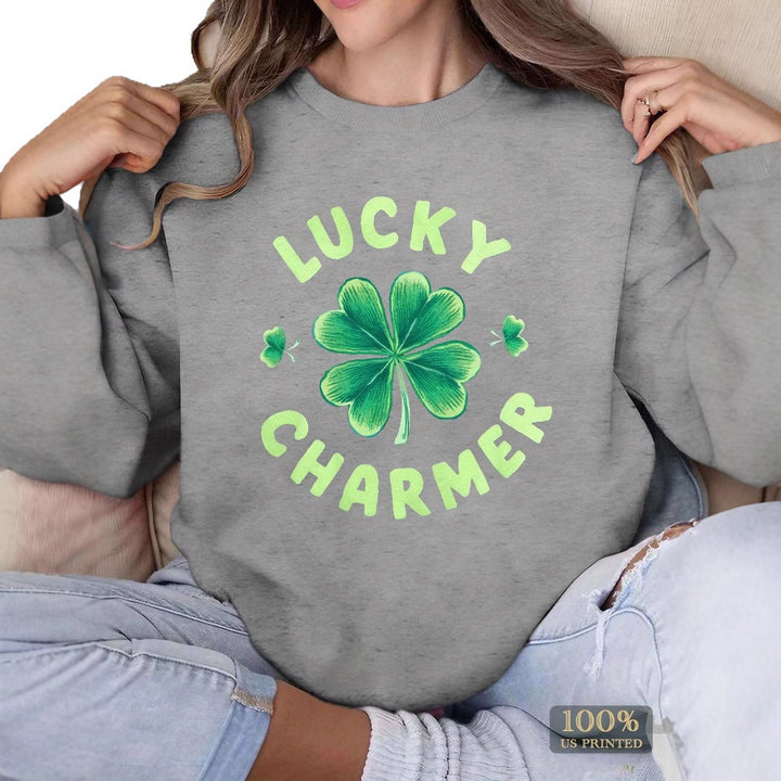 Damen Sweatshirt mit trendigem Klee-Design und inspirierendem Schriftzug Drune
