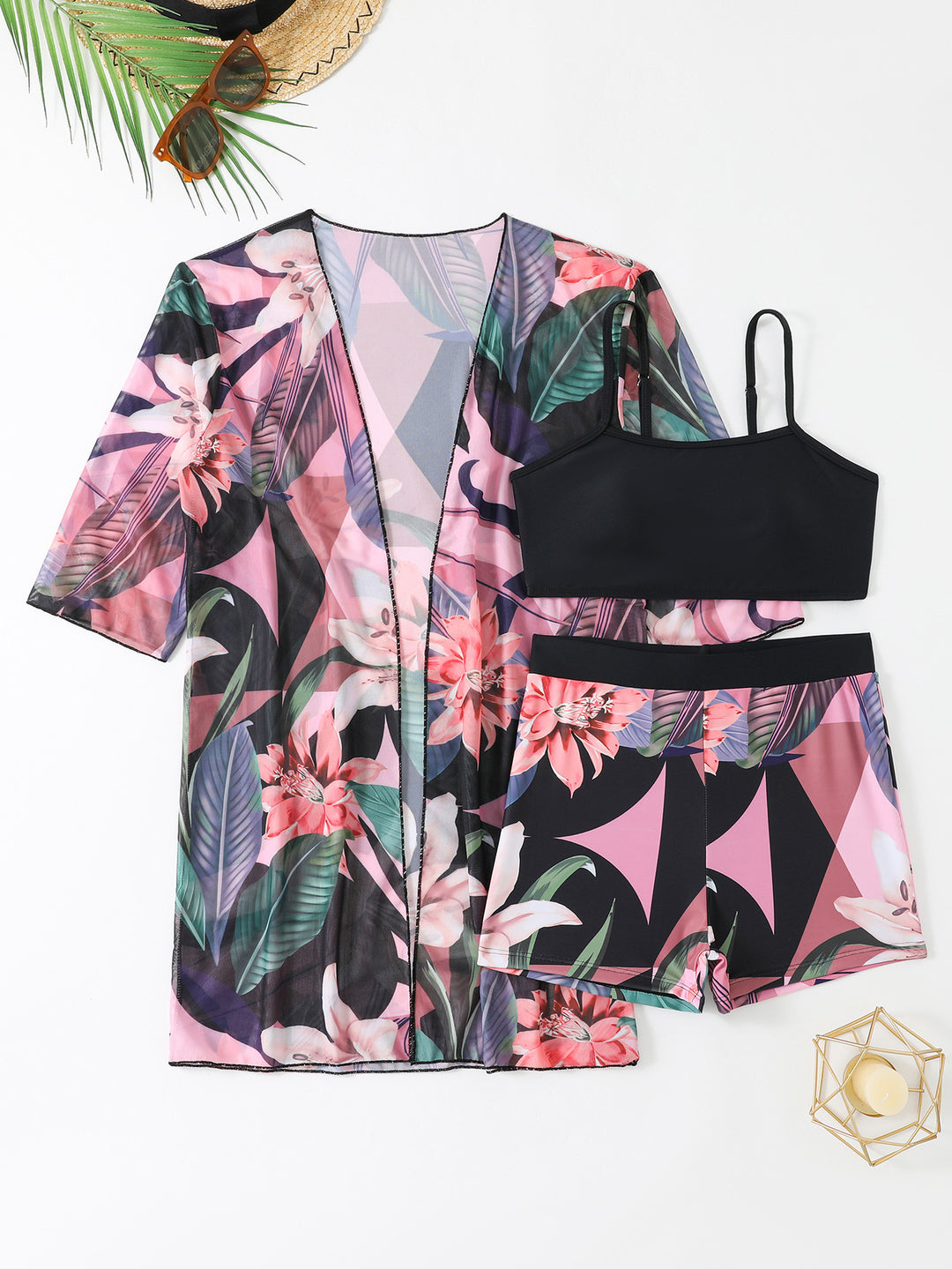Damen Strandoutfit mit floralem Muster Drune