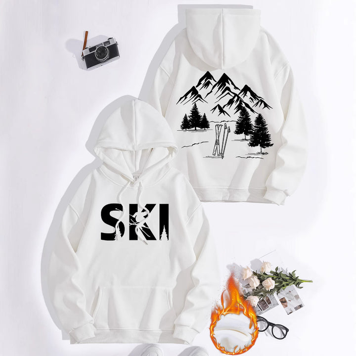 Damen Kapuzenpullover mit kunstvollem Ski-Design und gemütlicher Passform Drune