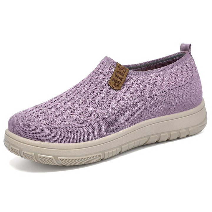 Damen nan gestrickter Komfort-Slip-On-Sneaker mit sockenähnlichem Schaft, atmungsaktiver 3D-Struktur und dämpfender EVA-Sohle Drune