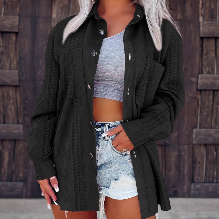 Damen lässige Strickjacke mit strukturiertem Design und Knopfverschluss Drune