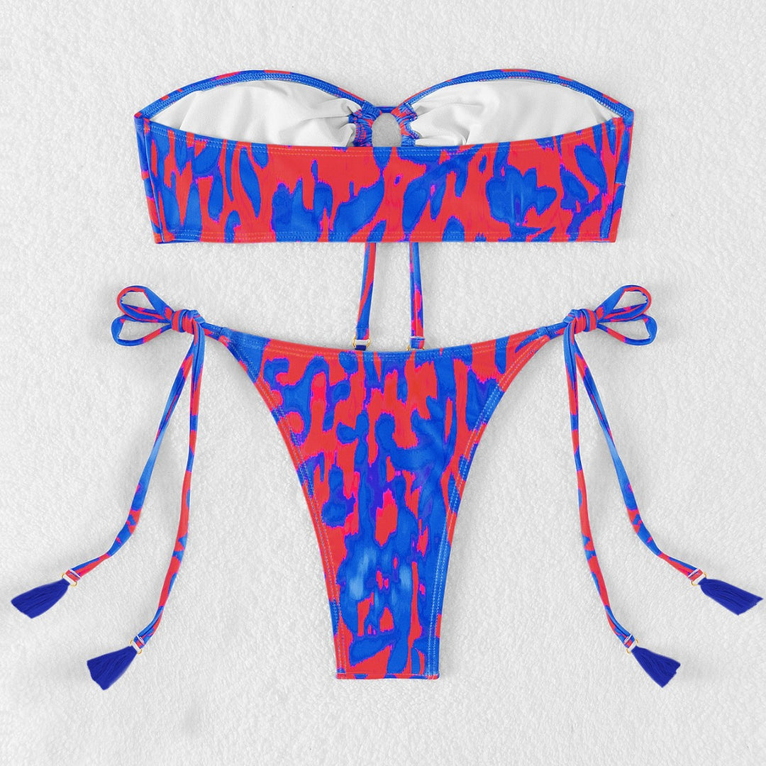 Damen Bandeau-Bikini mit stylishem Cut-Out und seitlichen Bindebändern Drune