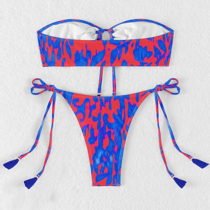 Damen Bandeau-Bikini mit stylishem Cut-Out und seitlichen Bindebändern Drune