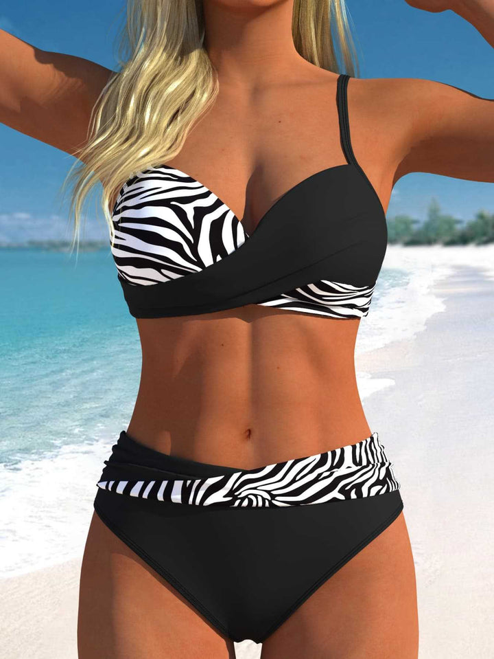 Damen Sportliches Bikini-Set mit Wickeldesign und hohem Bund Drune