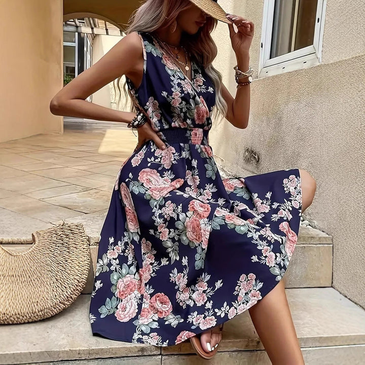 Damen Verspieltes A-Linien Kleid mit floralen Details Drune