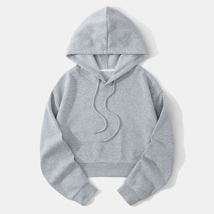 Damen nan cropped Kapuzenpullover mit weichem Fleece‑Innenfutter und elastischem Rippbund Drune