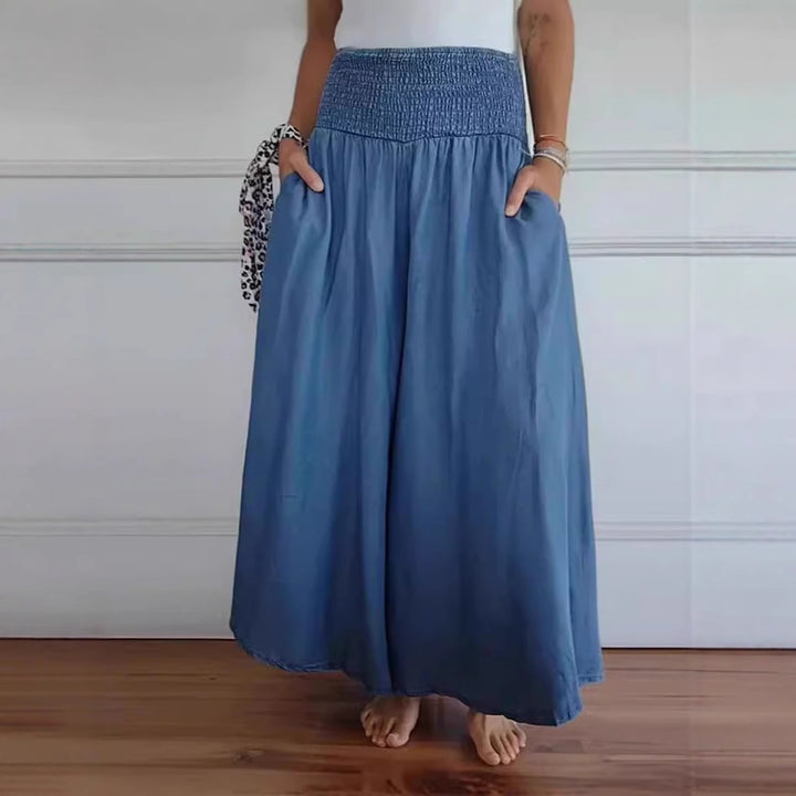 Damen weite Baumwollhose mit elastischem Bund und praktischen Taschen Drune