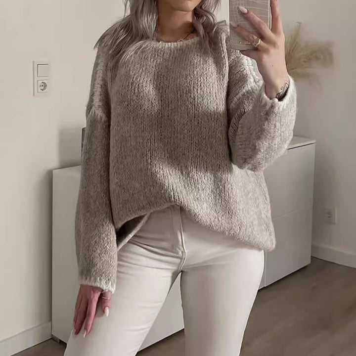 Damen lässiger Oversized Strickpullover mit kontrastierenden Akzenten Drune