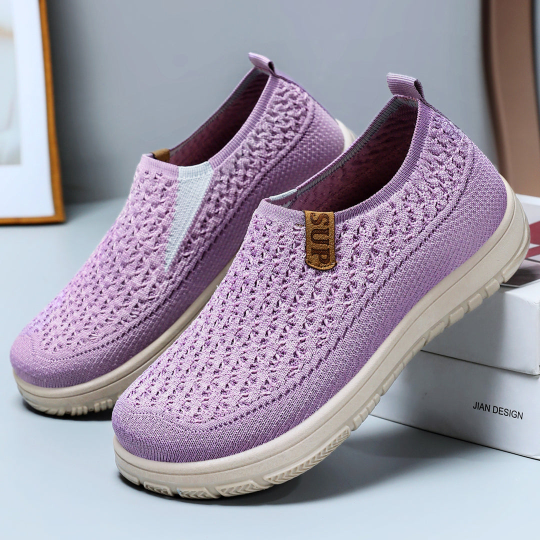 Damen nan gestrickter Slip-On Komfort-Sneaker mit elastischem Einstieg, atmungsaktivem 3D-Strick und gedämpfter EVA-Laufsohle Drune