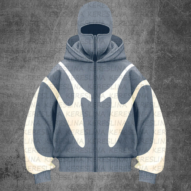 Damen stylische Kapuzenjacke mit kontrastierenden Farbblockierungen und hohem Kragen Drune