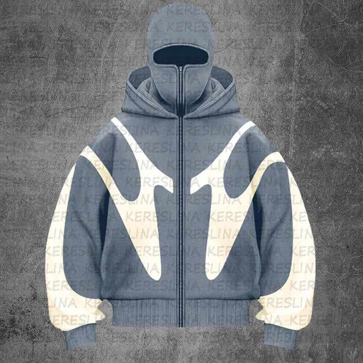 Damen stylische Kapuzenjacke mit kontrastierenden Farbblockierungen und hohem Kragen Drune