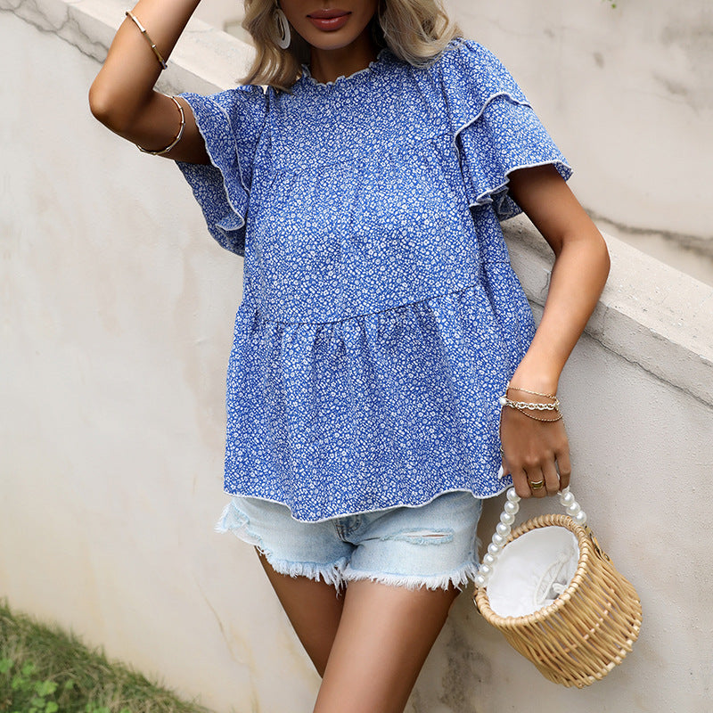 Damen Bluse mit raffinierten Rüschendetails und floralem Muster Drune