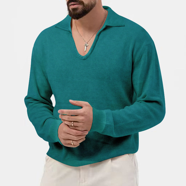 Herren eleganter Pullover mit V-Ausschnitt und strukturiertem Design Drune