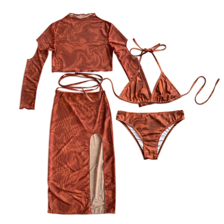 Damen Elegantes und transparentes Zweiteiler-Outfit mit hoch geschnittenem Rock Drune