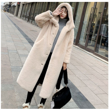 Damen Kuscheliger Oversized-Mantel mit hohem Kragen und Seitentaschen Drune