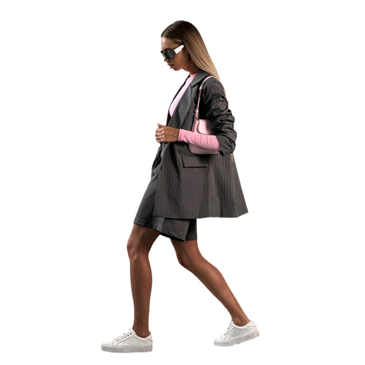 Damen elegantes Blazer-Set mit gestreiften Details und passendem Rock Drune