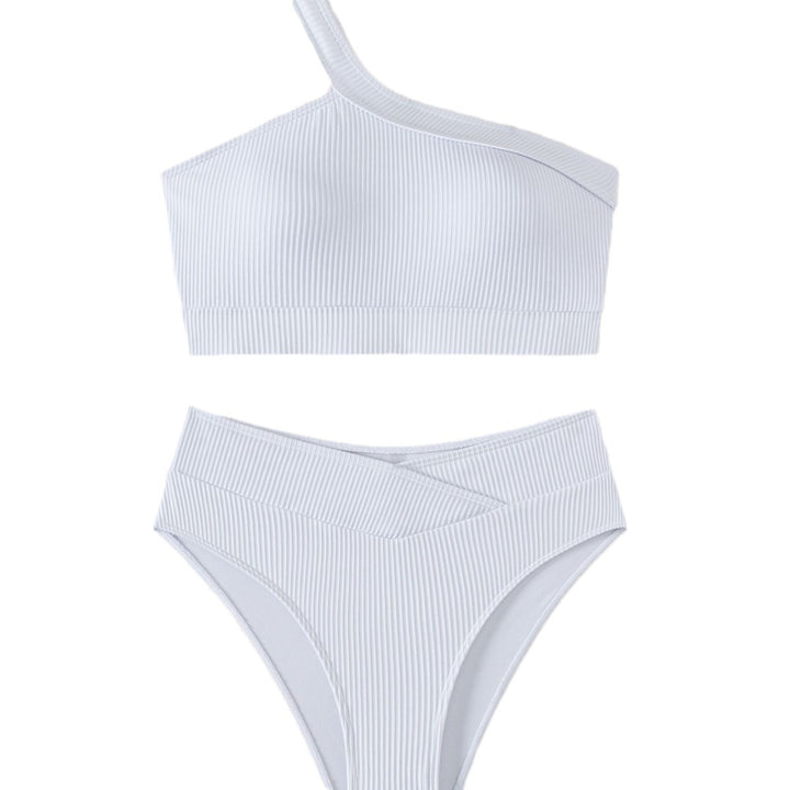 Damen Sport-Bikini mit asymmetrischem Oberteil und hohem Bund Drune