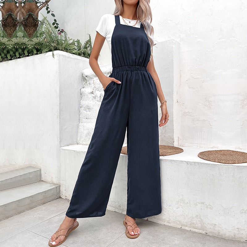 Damen modischer Jumpsuit mit weitem Schnitt und elastischem Bund Drune