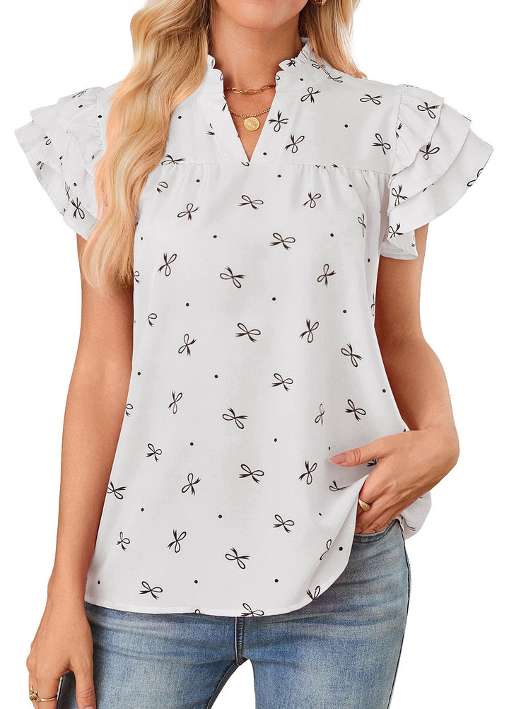 Damen leichtes Blusenshirt mit Rüschendetails Drune