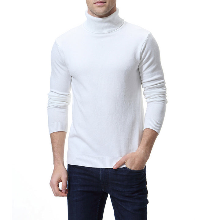 Herren nan schlanker Feinstrick-Rollkragenpullover aus Merino-Baumwollmix mit Rippenbündchen Drune