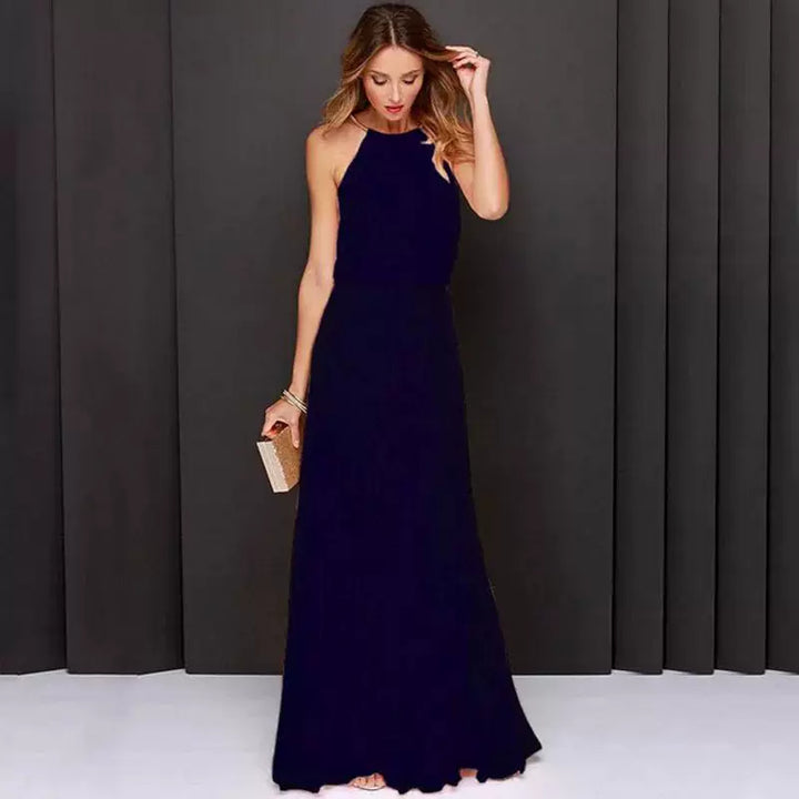 Damen Plissee-Abendkleid Rückenausschnitt Blouson-Top
