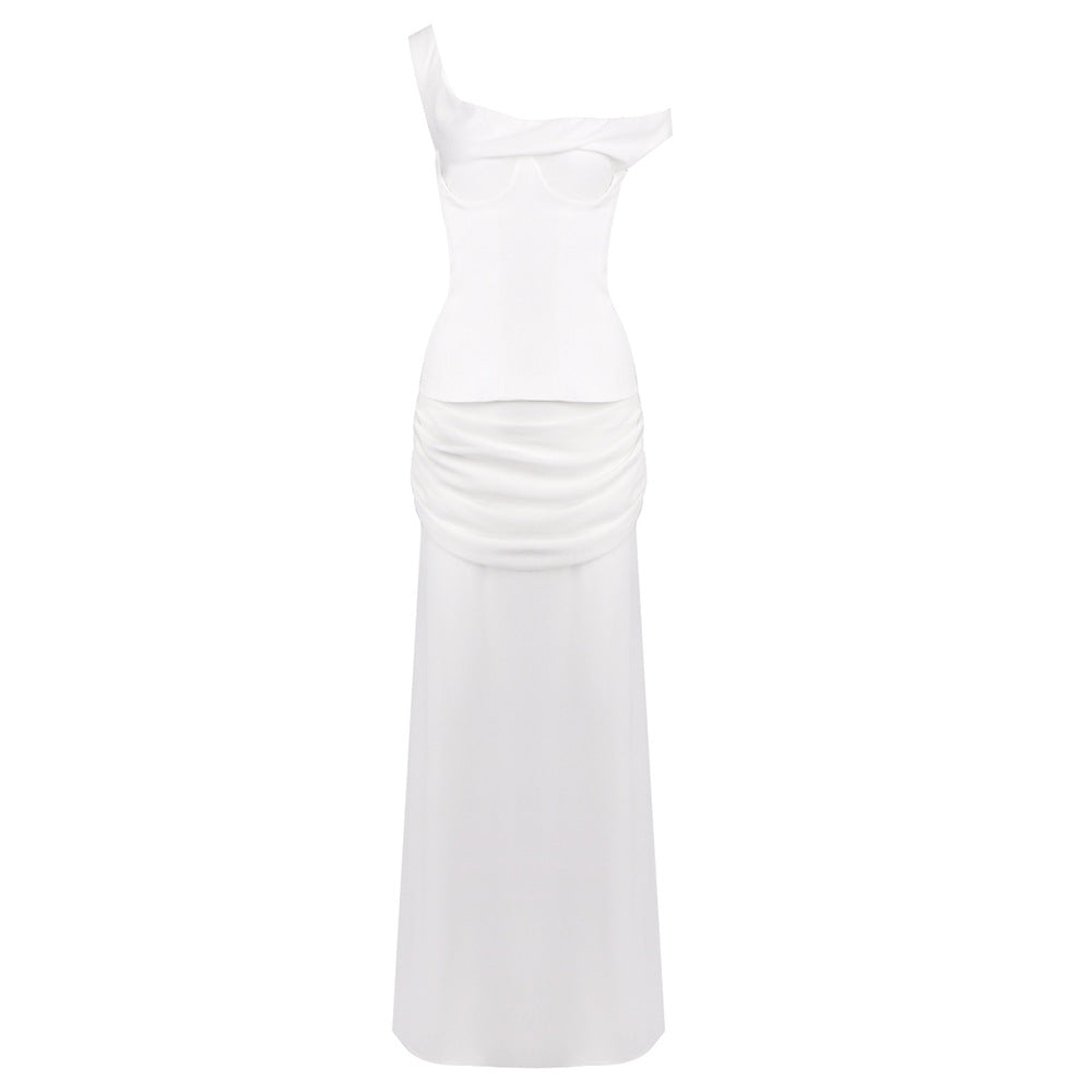 Damen Elegantes Maxikleid mit asymmetrischem Design und raffinierten Drapierungen Drune