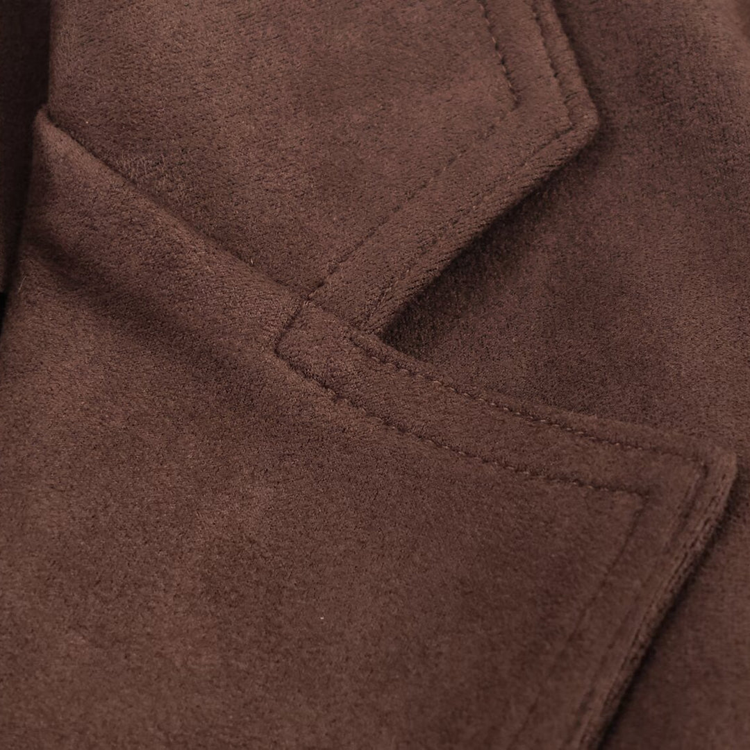 Damen Kunstlederblazerjacke mit tailliertem Schnitt und großem Gürtel Drune