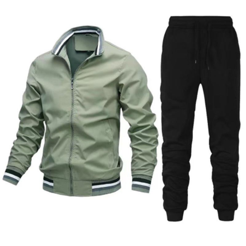 Herren nan sportlicher Freizeit Trainingsanzug Set mit Bomberjacke und elastischer Jogginghose Drune