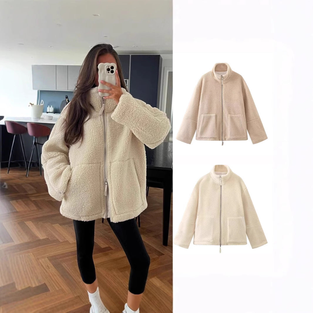 Femme Cozy Sherpa Zip-Up Jacke Drune