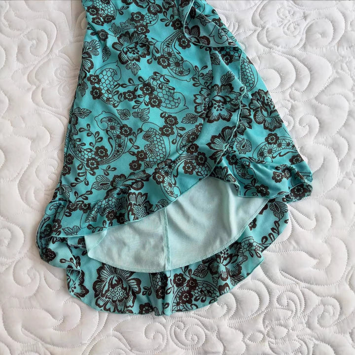 Damen Elegantes bodenlanges Kleid mit floralen Mustern Drune