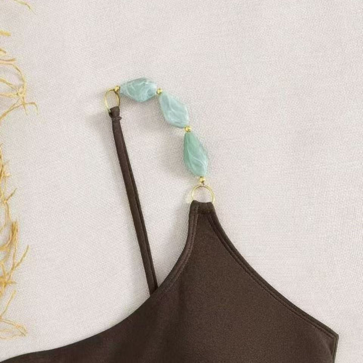 Damen Eleganter Einteiler Badeanzug mit einzigartigem Trägerdesign Drune