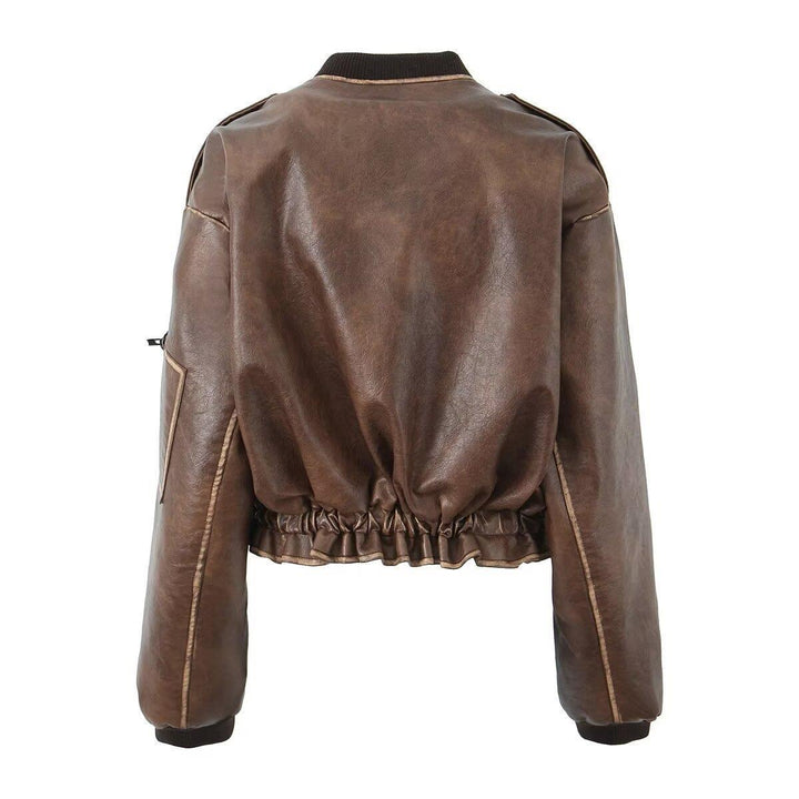 Damen Kunstleder Bikerjacke mit eleganten Streifendetails Drune