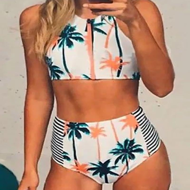 Damen Cropped Badeset mit asymmetrischem Reißverschluss Drune