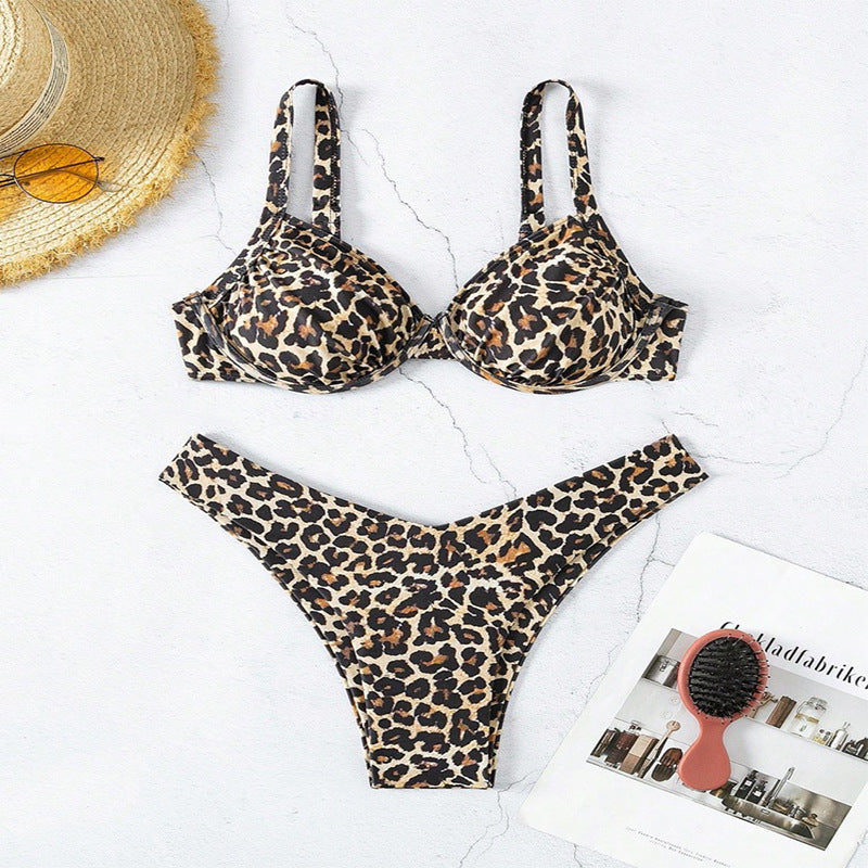 Damen Push-Up-Bikini-Set mit tierischem Design Drune