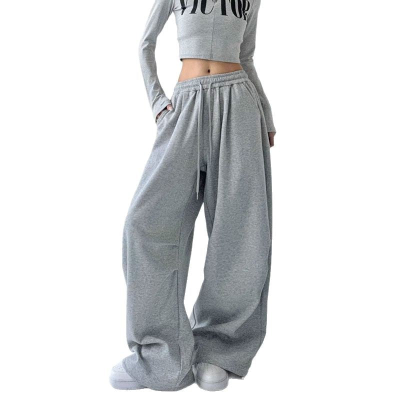 Damen nan weite Jogginghose mit extra weitem Bein und Kordelzugbund aus French Terry Drune