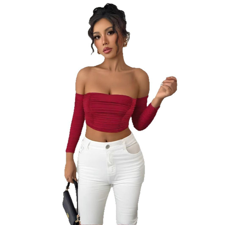 Damen Top mit schulterfreiem Design und raffinierter Raffung Drune
