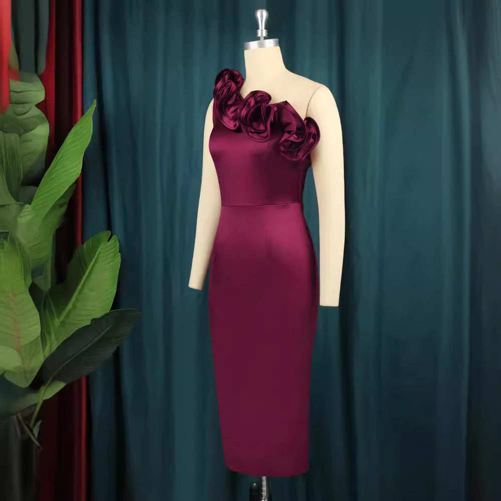 Damen Elegantes Cocktailkleid mit voluminösen Rüschen Drune