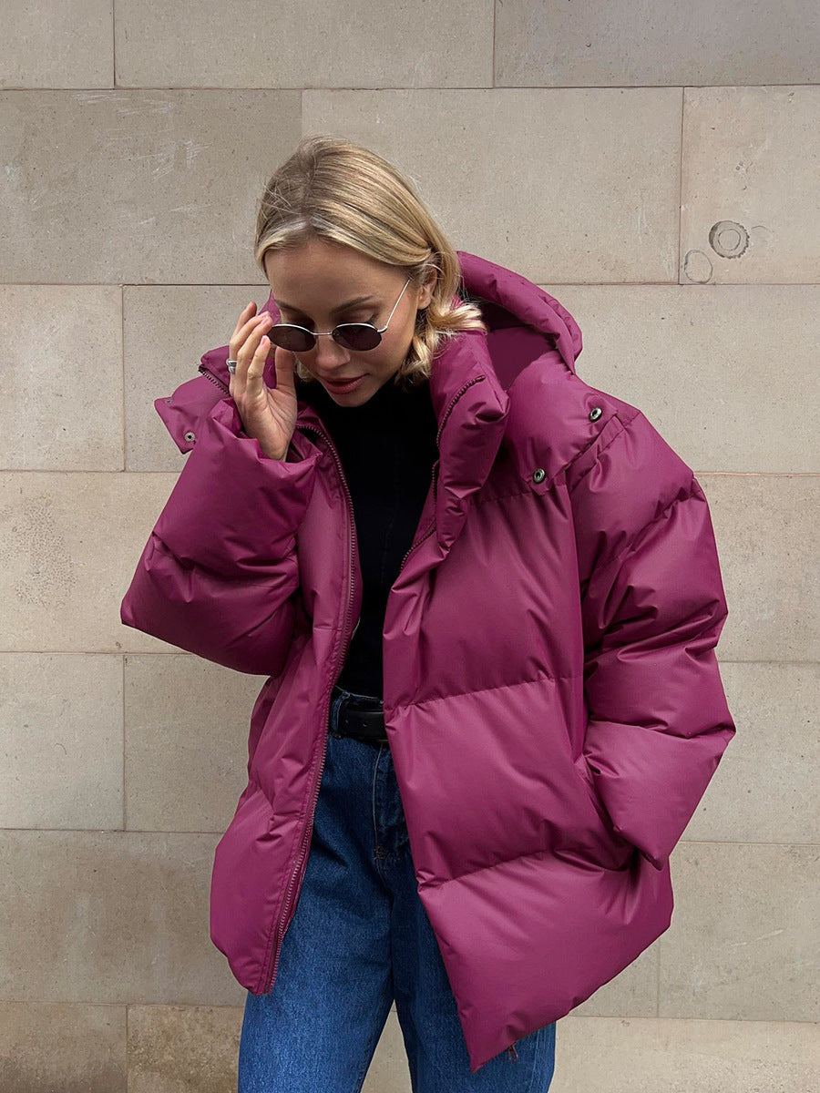 Damen modischer gefütterter Parka mit elektrischem Kapuzenansatz und elastischem Bund Drune