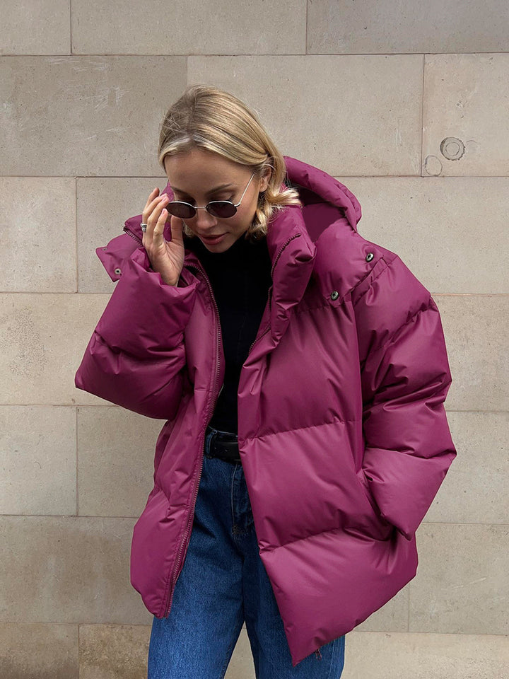 Damen modischer gefütterter Parka mit elektrischem Kapuzenansatz und elastischem Bund Drune