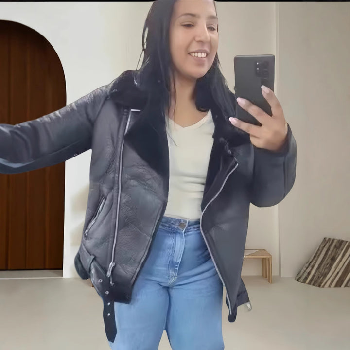 Damen trendige und funktionale Oversize-Jacke mit abnehmbarer Kapuze Drune