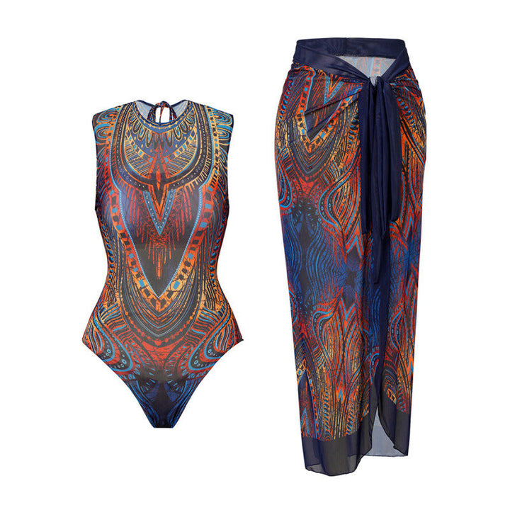 Damen Sportbadeanzug mit modernem Grafikdesign und hohem Neck Drune
