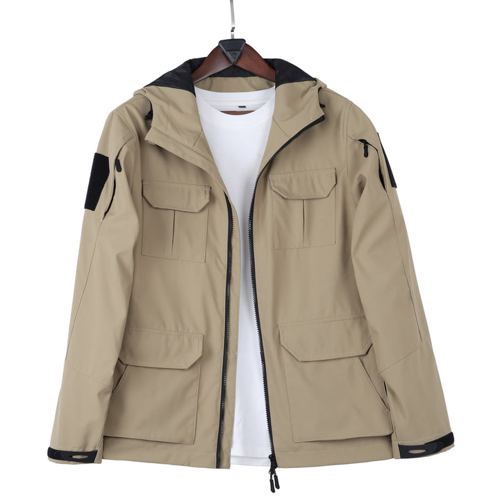 Herren  Kapuzen-Feldjacke mit Mehrfach-Taschen-Utility und Zwei-Wege-Reißverschluss Drune