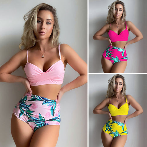 Damen Hoch taillierter Bikini mit kreativem Wickeldesign Drune