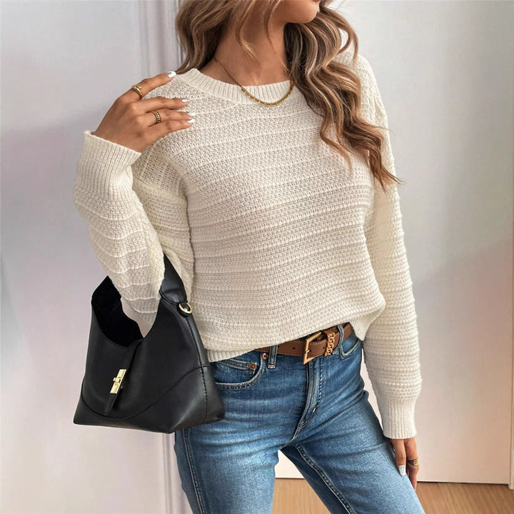 Damen Strickpullover mit V-Ausschnitt und dekorativem Schleifenelement Drune