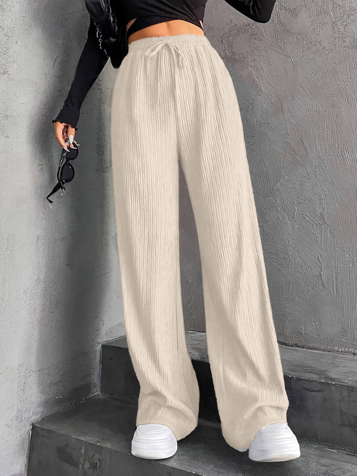 Damen Weit geschnittene Plissee-Hose mit elastischem Bund und praktischen Eingrifftaschen Drune
