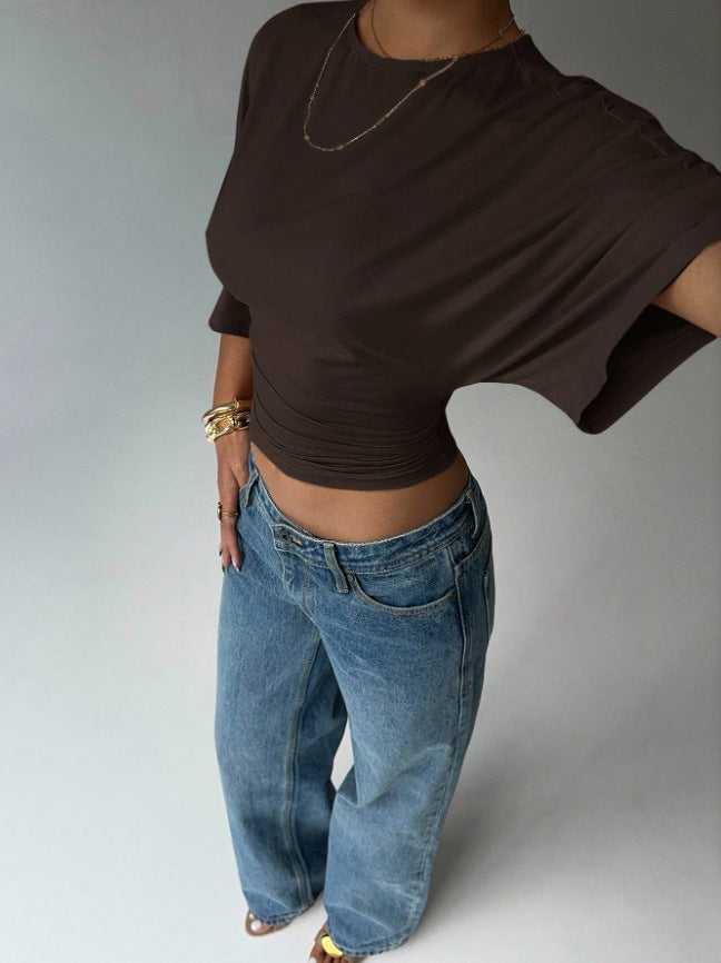 Damen Kurzärmliges Crop-Top Drune