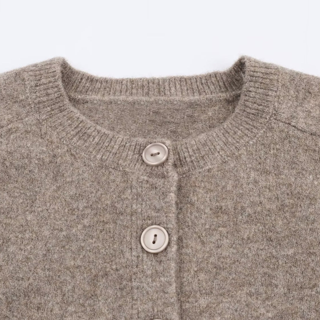 Damen cropped Strickjacke mit Knopfverschluss Drune