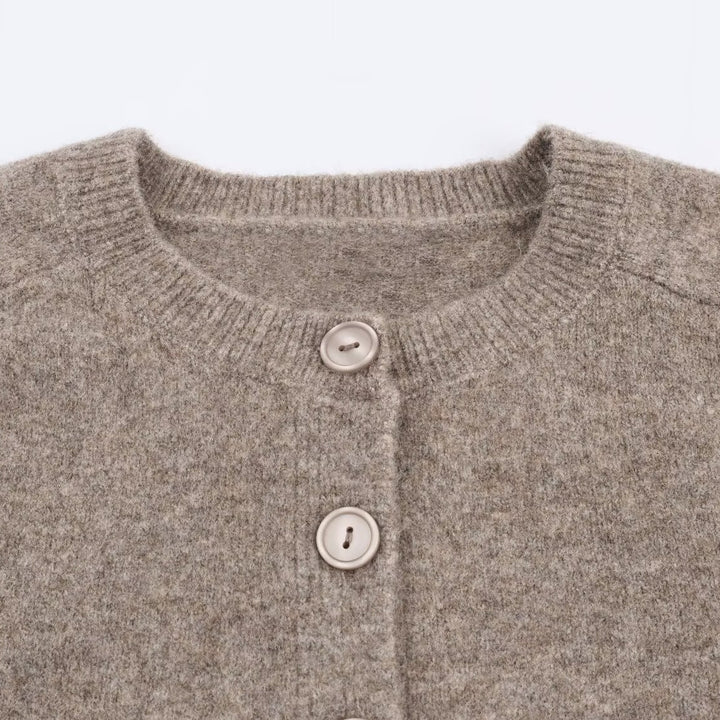 Damen cropped Strickjacke mit Knopfverschluss Drune