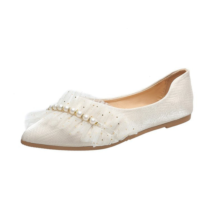 Damen Ballerinas mit dekorativem Rüschen- und Perlenschmuck Drune